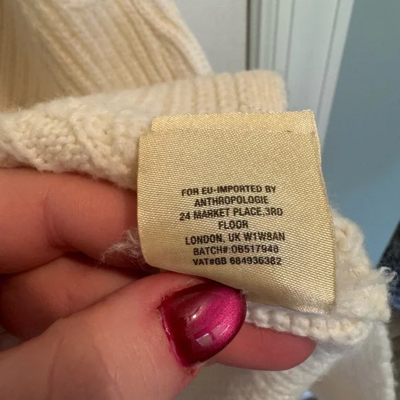 Anthropologie Angel Of The North Cream Turtleneck Sleeveless Sweater, Small - Picture 6 of 6